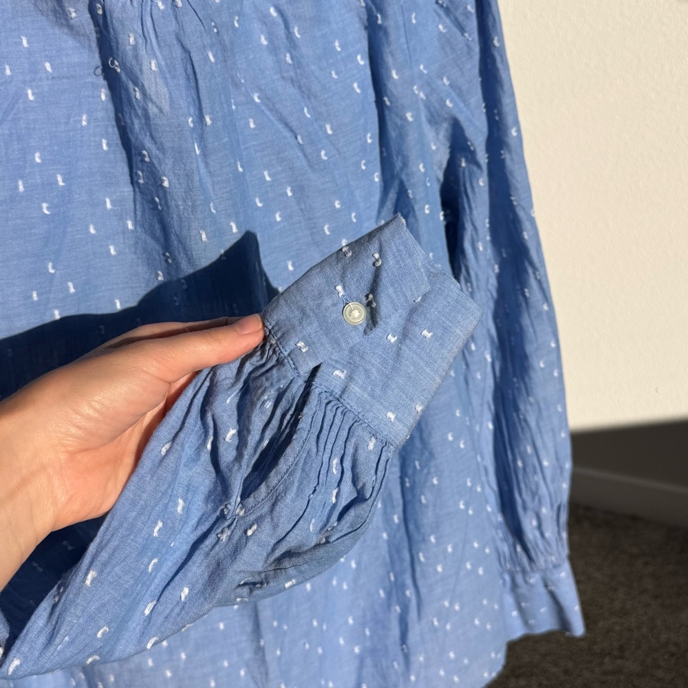 LOFT Blue Swiss Dot 100% Cotton Blouse – Size M - Picture 7 of 15